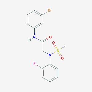 molecular formula C15H14BrFN2O3S B3696647 N~1~-(3-bromophenyl)-N~2~-(2-fluorophenyl)-N~2~-(methylsulfonyl)glycinamide 