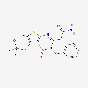 molecular formula C20H21N3O3S B3696676 2-(3-benzyl-6,6-dimethyl-4-oxo-3,5,6,8-tetrahydro-4H-pyrano[4',3':4,5]thieno[2,3-d]pyrimidin-2-yl)acetamide 