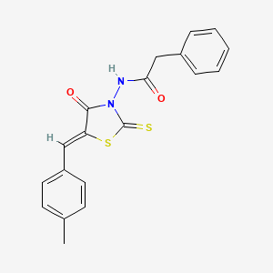 molecular formula C19H16N2O2S2 B3696705 N-[5-(4-methylbenzylidene)-4-oxo-2-thioxo-1,3-thiazolidin-3-yl]-2-phenylacetamide 