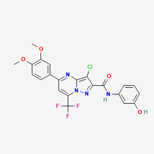 molecular formula C22H16ClF3N4O4 B3696745 3-chloro-5-(3,4-dimethoxyphenyl)-N-(3-hydroxyphenyl)-7-(trifluoromethyl)pyrazolo[1,5-a]pyrimidine-2-carboxamide 