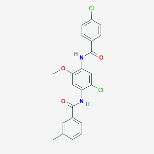 molecular formula C22H18Cl2N2O3 B3696751 N-{2-chloro-4-[(4-chlorobenzoyl)amino]-5-methoxyphenyl}-3-methylbenzamide 