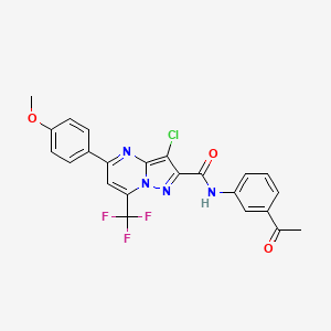 molecular formula C23H16ClF3N4O3 B3696804 N-(3-acetylphenyl)-3-chloro-5-(4-methoxyphenyl)-7-(trifluoromethyl)pyrazolo[1,5-a]pyrimidine-2-carboxamide 