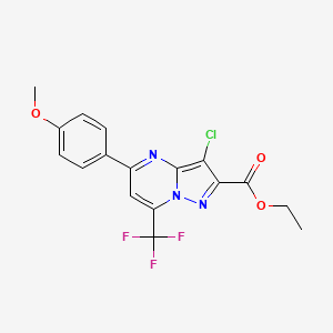 ethyl 3-chloro-5-(4-methoxyphenyl)-7-(trifluoromethyl)pyrazolo[1,5-a]pyrimidine-2-carboxylate