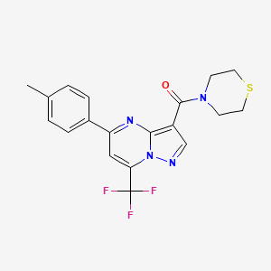 molecular formula C19H17F3N4OS B3696839 5-(4-methylphenyl)-3-(4-thiomorpholinylcarbonyl)-7-(trifluoromethyl)pyrazolo[1,5-a]pyrimidine 