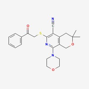 molecular formula C23H25N3O3S B3696852 3,3-dimethyl-8-(4-morpholinyl)-6-[(2-oxo-2-phenylethyl)thio]-3,4-dihydro-1H-pyrano[3,4-c]pyridine-5-carbonitrile 