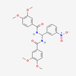 molecular formula C25H25N3O8 B3696874 N,N'-[(3-nitrophenyl)methanediyl]bis(3,4-dimethoxybenzamide) 