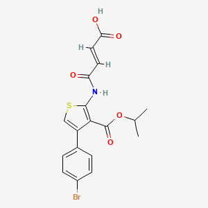 molecular formula C18H16BrNO5S B3696889 3-thiophenecarboxylic acid, 4-(4-bromophenyl)-2-[[(2E)-3-carboxy-1-oxo-2-propenyl]amino]-, 3-(1-methylethyl) ester 