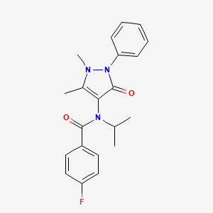 molecular formula C21H22FN3O2 B3696904 N-(1,5-dimethyl-3-oxo-2-phenyl-2,3-dihydro-1H-pyrazol-4-yl)-4-fluoro-N-isopropylbenzamide 