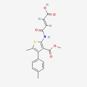 3-thiophenecarboxylic acid, 2-[[(2E)-3-carboxy-1-oxo-2-propenyl]amino]-5-methyl-4-(4-methylphenyl)-, 3-methyl ester