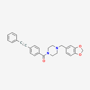 molecular formula C27H24N2O3 B3696997 1-(1,3-benzodioxol-5-ylmethyl)-4-[4-(phenylethynyl)benzoyl]piperazine 