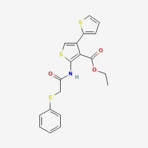 molecular formula C19H17NO3S3 B3697031 ethyl 5'-{[(phenylthio)acetyl]amino}-2,3'-bithiophene-4'-carboxylate 