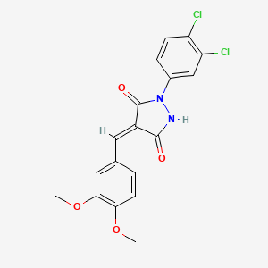 molecular formula C18H14Cl2N2O4 B3697131 1-(3,4-dichlorophenyl)-4-(3,4-dimethoxybenzylidene)-3,5-pyrazolidinedione 