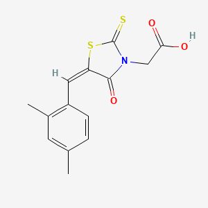 molecular formula C14H13NO3S2 B3697142 2-[(5E)-5-[(2,4-dimethylphenyl)methylidene]-4-oxo-2-sulfanylidene-1,3-thiazolidin-3-yl]acetic acid 