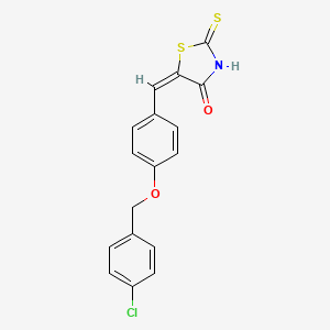 molecular formula C17H12ClNO2S2 B3697185 (5E)-5-({4-[(4-CHLOROPHENYL)METHOXY]PHENYL}METHYLIDENE)-2-SULFANYLIDENE-1,3-THIAZOLIDIN-4-ONE 