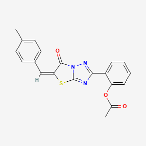 molecular formula C20H15N3O3S B3697249 2-[5-(4-methylbenzylidene)-6-oxo-5,6-dihydro[1,3]thiazolo[3,2-b][1,2,4]triazol-2-yl]phenyl acetate 