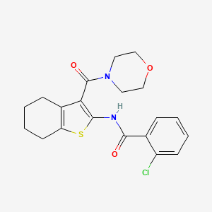 molecular formula C20H21ClN2O3S B3697292 2-chloro-N-[3-(morpholine-4-carbonyl)-4,5,6,7-tetrahydro-1-benzothiophen-2-yl]benzamide 