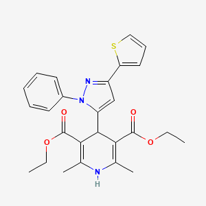 diethyl 2,6-dimethyl-4-[1-phenyl-3-(2-thienyl)-1H-pyrazol-5-yl]-1,4-dihydro-3,5-pyridinedicarboxylate