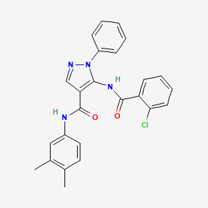 molecular formula C25H21ClN4O2 B3697354 5-[(2-chlorobenzoyl)amino]-N-(3,4-dimethylphenyl)-1-phenylpyrazole-4-carboxamide 