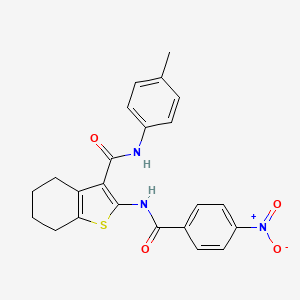 molecular formula C23H21N3O4S B3697359 N-(4-methylphenyl)-2-[(4-nitrobenzoyl)amino]-4,5,6,7-tetrahydro-1-benzothiophene-3-carboxamide 