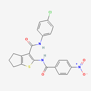 molecular formula C21H16ClN3O4S B3697377 N-(4-CHLOROPHENYL)-2-(4-NITROBENZAMIDO)-4H,5H,6H-CYCLOPENTA[B]THIOPHENE-3-CARBOXAMIDE 