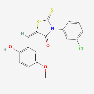 (5E)-3-(3-chlorophenyl)-5-[(2-hydroxy-5-methoxyphenyl)methylidene]-2-sulfanylidene-1,3-thiazolidin-4-one