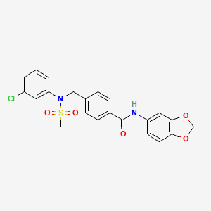 molecular formula C22H19ClN2O5S B3697386 N-(1,3-benzodioxol-5-yl)-4-[(3-chloro-N-methylsulfonylanilino)methyl]benzamide 