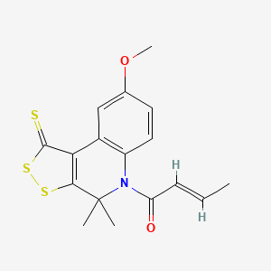 molecular formula C17H17NO2S3 B3697404 (2E)-1-(8-methoxy-4,4-dimethyl-1-thioxo-1,4-dihydro-5H-[1,2]dithiolo[3,4-c]quinolin-5-yl)but-2-en-1-one 