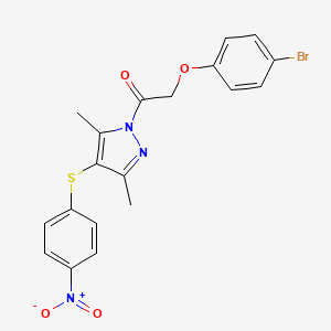 molecular formula C19H16BrN3O4S B3697413 2-(4-Bromophenoxy)-1-[3,5-dimethyl-4-(4-nitrophenyl)sulfanylpyrazol-1-yl]ethanone 