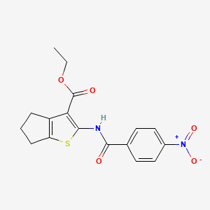 molecular formula C17H16N2O5S B3697465 ETHYL 2-(4-NITROBENZAMIDO)-4H,5H,6H-CYCLOPENTA[B]THIOPHENE-3-CARBOXYLATE 