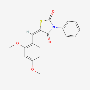 molecular formula C18H15NO4S B3697499 5-[(E)-1-(2,4-DIMETHOXYPHENYL)METHYLIDENE]-3-PHENYL-1,3-THIAZOLANE-2,4-DIONE 