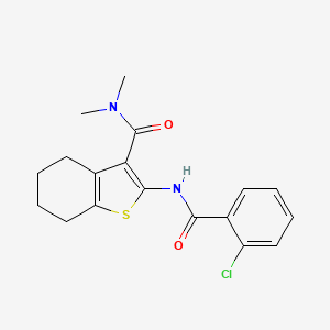 molecular formula C18H19ClN2O2S B3697581 2-[(2-chlorobenzoyl)amino]-N,N-dimethyl-4,5,6,7-tetrahydro-1-benzothiophene-3-carboxamide 