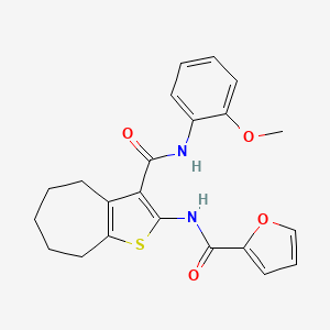 molecular formula C22H22N2O4S B3697585 N-{3-[(2-METHOXYPHENYL)CARBAMOYL]-4H,5H,6H,7H,8H-CYCLOHEPTA[B]THIOPHEN-2-YL}FURAN-2-CARBOXAMIDE 