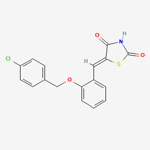 molecular formula C17H12ClNO3S B3697643 5-{2-[(4-chlorobenzyl)oxy]benzylidene}-1,3-thiazolidine-2,4-dione 