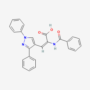 molecular formula C25H19N3O3 B3697657 2-(benzoylamino)-3-(1,3-diphenyl-1H-pyrazol-4-yl)acrylic acid 