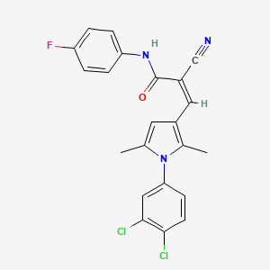 molecular formula C22H16Cl2FN3O B3697681 (Z)-2-cyano-3-[1-(3,4-dichlorophenyl)-2,5-dimethylpyrrol-3-yl]-N-(4-fluorophenyl)prop-2-enamide 