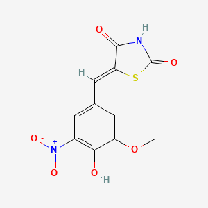 molecular formula C11H8N2O6S B3697730 (5Z)-5-(4-hydroxy-3-methoxy-5-nitrobenzylidene)-1,3-thiazolidine-2,4-dione CAS No. 1055980-76-1