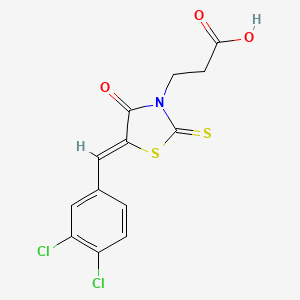 molecular formula C13H9Cl2NO3S2 B3697733 3-[(5Z)-5-[(3,4-dichlorophenyl)methylidene]-4-oxo-2-sulfanylidene-1,3-thiazolidin-3-yl]propanoic acid 