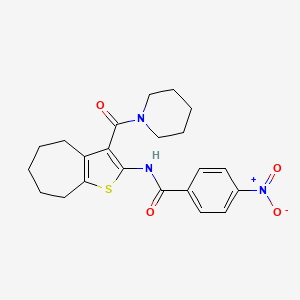 molecular formula C22H25N3O4S B3697747 4-nitro-N-[3-(piperidine-1-carbonyl)-5,6,7,8-tetrahydro-4H-cyclohepta[b]thiophen-2-yl]benzamide 