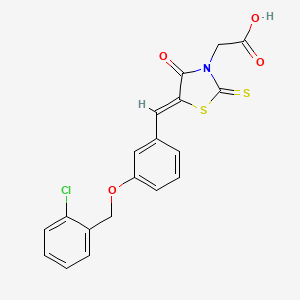 2-[(5Z)-5-[[3-[(2-chlorophenyl)methoxy]phenyl]methylidene]-4-oxo-2-sulfanylidene-1,3-thiazolidin-3-yl]acetic acid