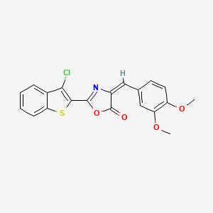 molecular formula C20H14ClNO4S B3697924 (4E)-2-(3-chloro-1-benzothiophen-2-yl)-4-[(3,4-dimethoxyphenyl)methylidene]-1,3-oxazol-5-one 