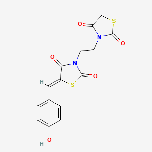 molecular formula C15H12N2O5S2 B3698015 3-[2-(2,4-dioxo-1,3-thiazolidin-3-yl)ethyl]-5-(4-hydroxybenzylidene)-1,3-thiazolidine-2,4-dione 