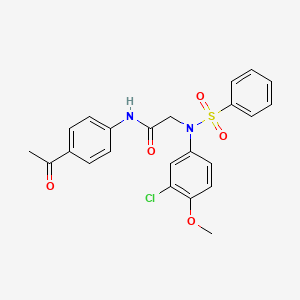 molecular formula C23H21ClN2O5S B3698023 N~1~-(4-acetylphenyl)-N~2~-(3-chloro-4-methoxyphenyl)-N~2~-(phenylsulfonyl)glycinamide 