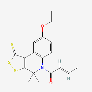 molecular formula C18H19NO2S3 B3698114 5-(2-butenoyl)-8-(ethyloxy)-4,4-dimethyl-4,5-dihydro-1H-[1,2]dithiolo[3,4-c]quinoline-1-thione 