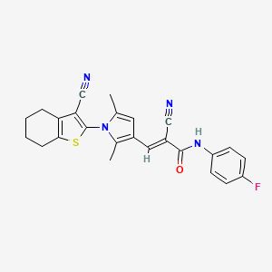 molecular formula C25H21FN4OS B3698226 (E)-2-cyano-3-[1-(3-cyano-4,5,6,7-tetrahydro-1-benzothiophen-2-yl)-2,5-dimethylpyrrol-3-yl]-N-(4-fluorophenyl)prop-2-enamide 