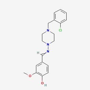 molecular formula C19H22ClN3O2 B3698242 4-({[4-(2-chlorobenzyl)-1-piperazinyl]imino}methyl)-2-methoxyphenol 