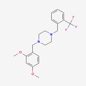 molecular formula C21H25F3N2O2 B3698253 1-[(2,4-Dimethoxyphenyl)methyl]-4-[[2-(trifluoromethyl)phenyl]methyl]piperazine 