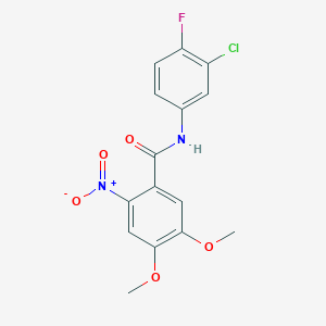 molecular formula C15H12ClFN2O5 B3698276 N-(3-chloro-4-fluorophenyl)-4,5-dimethoxy-2-nitrobenzamide 