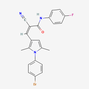 (Z)-3-[1-(4-bromophenyl)-2,5-dimethylpyrrol-3-yl]-2-cyano-N-(4-fluorophenyl)prop-2-enamide