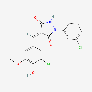 (4Z)-4-[(3-chloro-4-hydroxy-5-methoxyphenyl)methylidene]-1-(3-chlorophenyl)pyrazolidine-3,5-dione