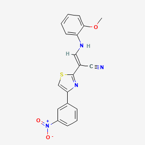 3-[(2-methoxyphenyl)amino]-2-[4-(3-nitrophenyl)-1,3-thiazol-2-yl]acrylonitrile